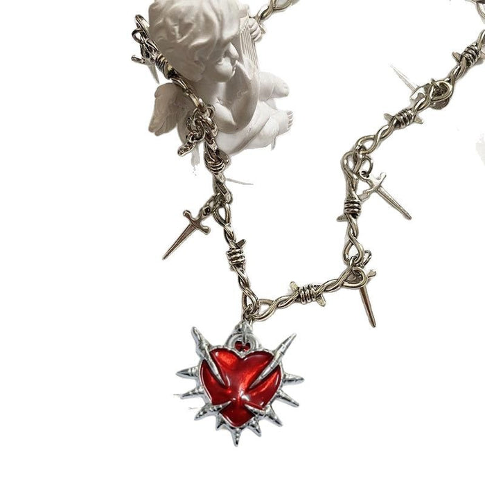 Wholesale Dark Love Sword Thorn Necklace Street Retro Sweater Chain