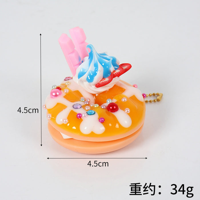 Wholesale PVC Donut Keychain Simulated Dessert Pendant Chic Bag Charm And Car Key Accessory MOQ≥5