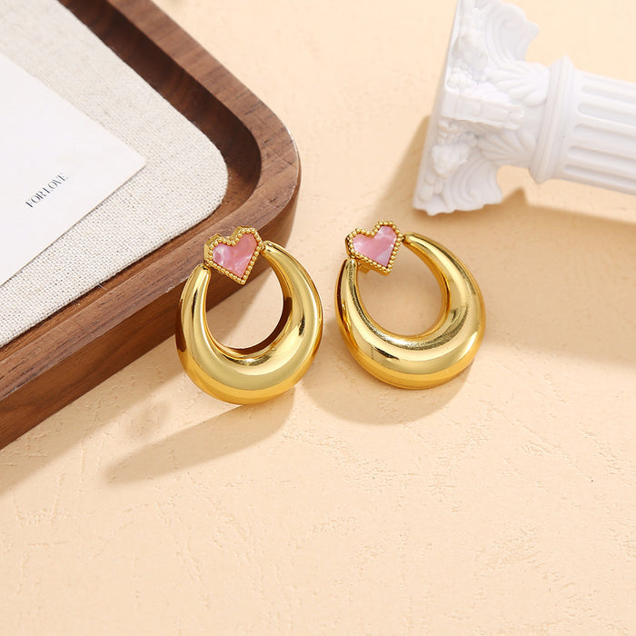 Wholesale Love Earrings Simple and Fashionable Gold Titanium Steel Earrings Trendy and Versatile Love Circle Earrings