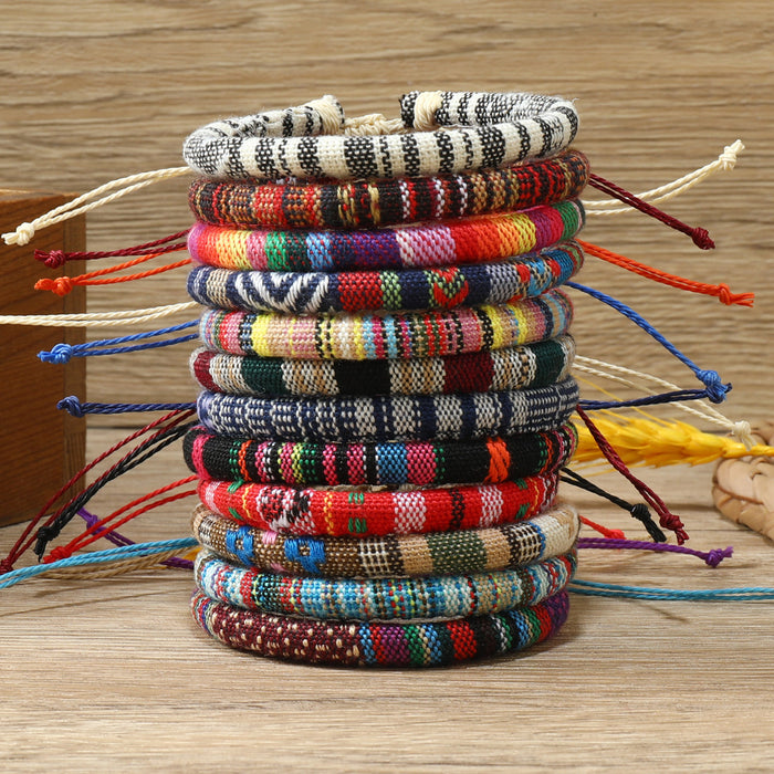 Wholesale Hot Sale Bohemian Ethnic Style Hand-woven Bracelets Colorful Surfing Cloth Bracelets Friendship Bracelets JDC-BT-XH006