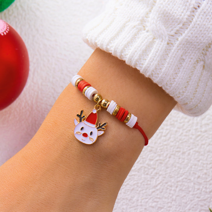 Wholesale Handmade Alloy Christmas Bracelet with Snowman and Christmas Tree Design Adjustable Jewelry Accessory