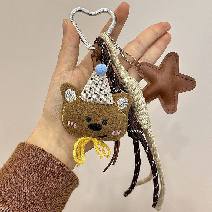 Wholesale Cute Plush Bear Bag Pendant Mountaineering Rope Hand Rope Cartoon Doll Hanging Car Keychain