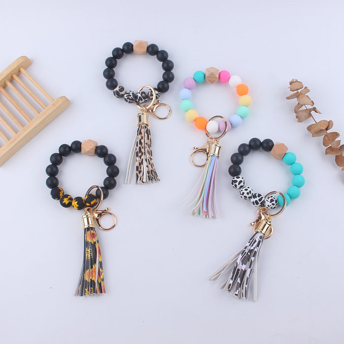 Wholesale Leopard Print Silicone Wrist Keychain JDC-KC-GuangTian026