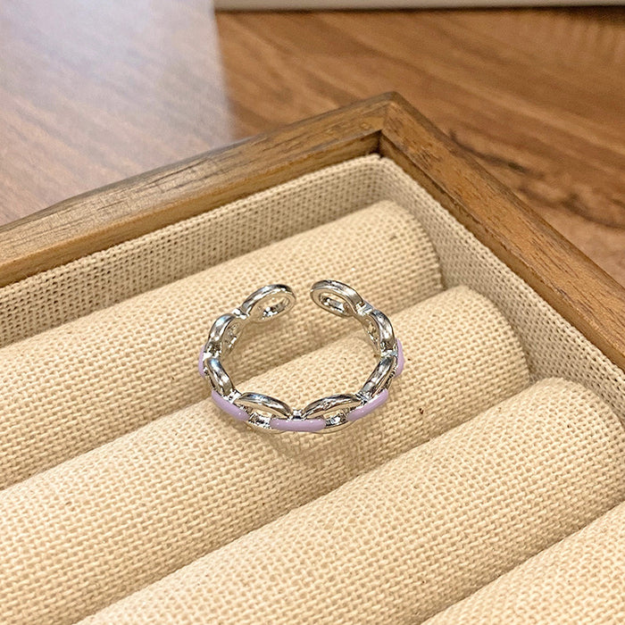 Wholesale Butterfly drop glazed flower ring, niche, high-end, light luxury, personalized, fashionable, exquisite, versatile ring