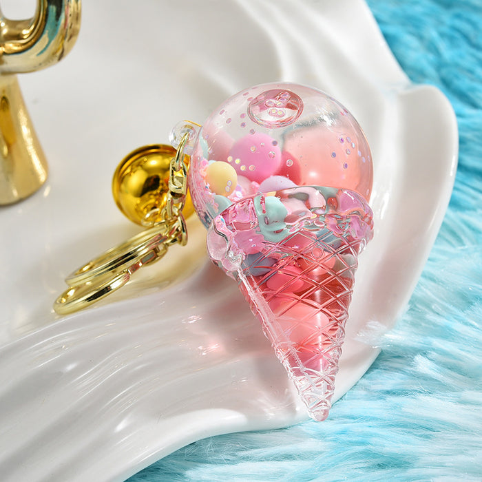 Wholesale Acrylic glow-in-the-dark oil-filled candy-bean ice cream keychain