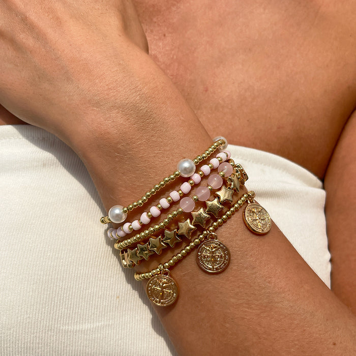 Wholesale  Sweet and Cool Retro Crystal Hand Jewelry Cross Love Pendant Design Irregular Bracelet