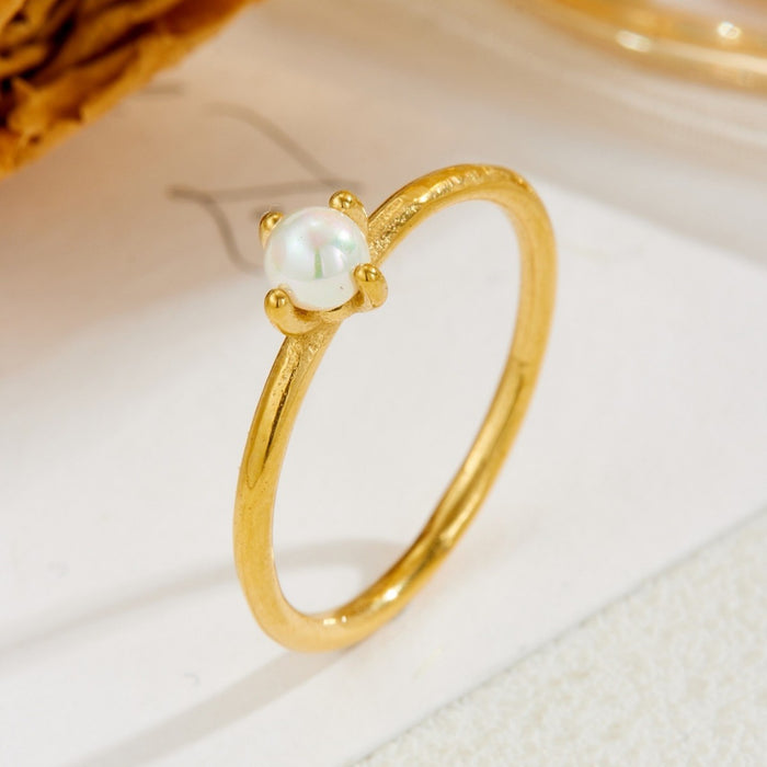 Wholesale Women' s pearl titanium steel ring