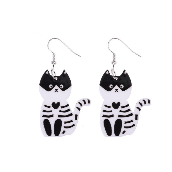 Wholesale Halloween Acrylic Black Cat Earrings JDC-ES-CaiYun002