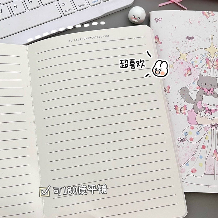 Wholesale Cartoon Bow Cat Notebook A5 Thick Lined Workbook for Students Daily Use MOQ≥4