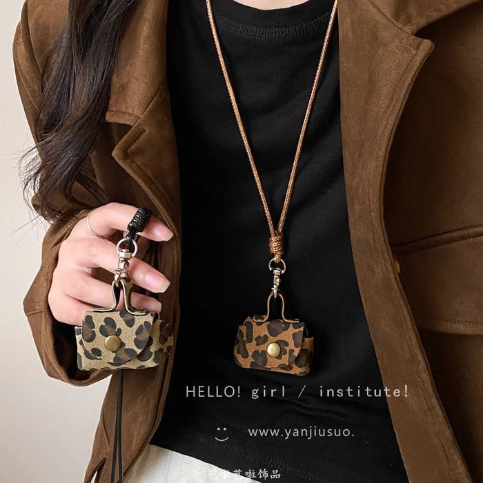 Wholesale Leather Coin Purse Necklace Women's Pendant Earphone Storage Bag