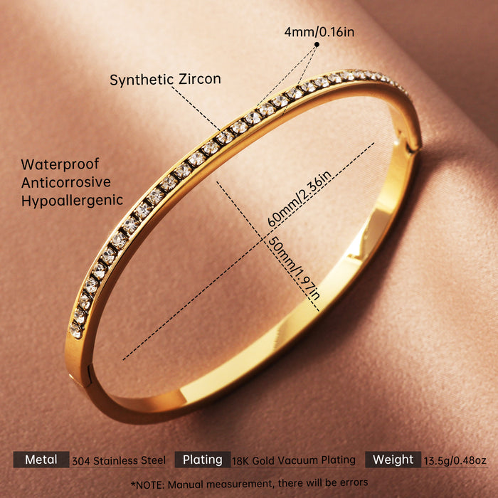 Wholesale Retro Stainless Steel Bangle with Plated Diamond Inlay