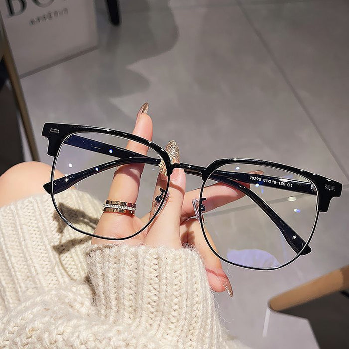 Wholesale Eyeframe, frame, large face, half frame, flat mirror, can be paired with myopia lenses