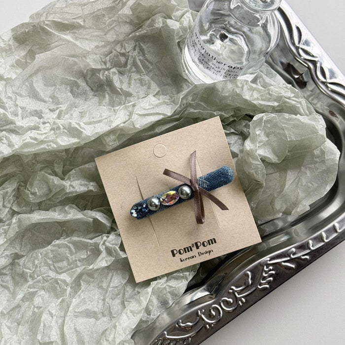 Wholesale Light luxury zircon bow, one-piece denim, high-end feel, broken hair clip, side bangs, hair accessories