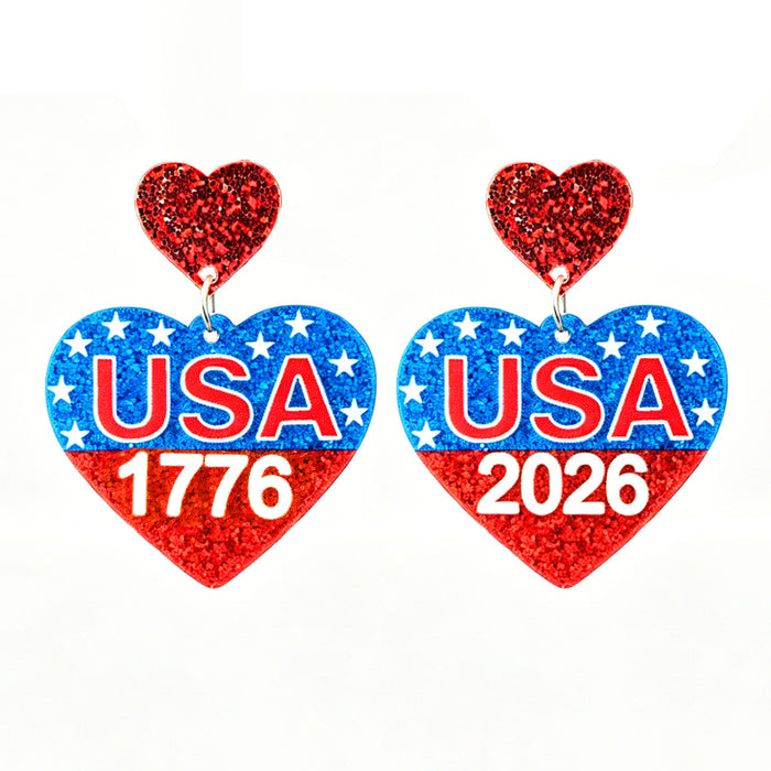 Wholesale 2pcs Independence Celebration Earrings with Bow and Heart