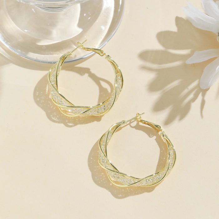 Wholesale Retro style fashion temperament hollow mesh earrings with niche design, light luxury, atmosphere, high-end sense, fashionable earrings