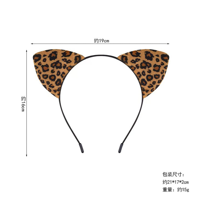 Wholesale Leopard Print Cat Ears Headband Set  Masquerade Cute Animal Ear Party Fashion Accessory Boutique Resale