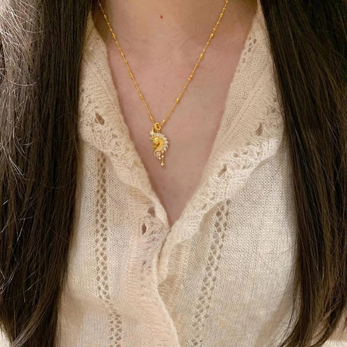 Wholesale Unicorn Seahorse Necklace Women's High-end Pendant Necklace