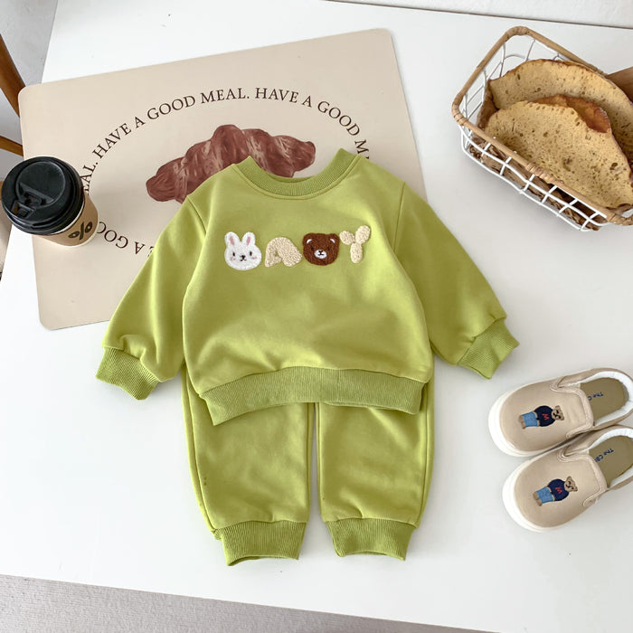 Wholesale Children's Hoodie Casual Set Cute Little Bear Letter Baby Long Sleeved 2-piece Set Baby Clothes JDC-BC-WeiNiS026