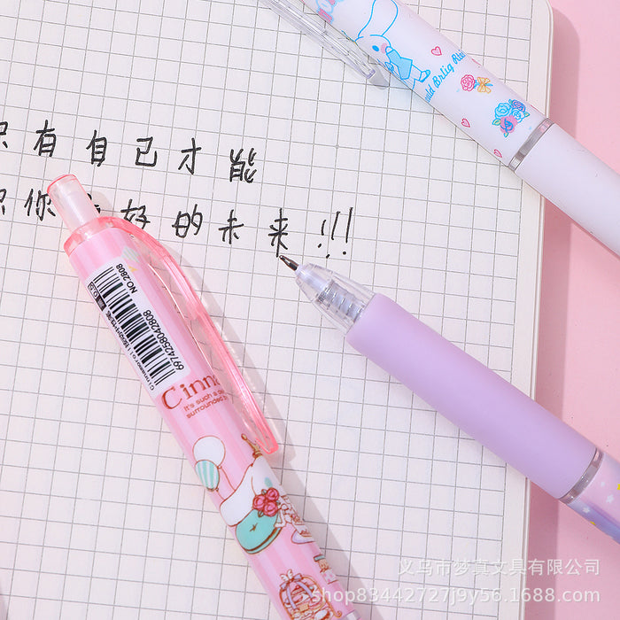 Wholesale 6pcs Cute click-to-pick pen for students quick-drying gel pen cartoon black pen