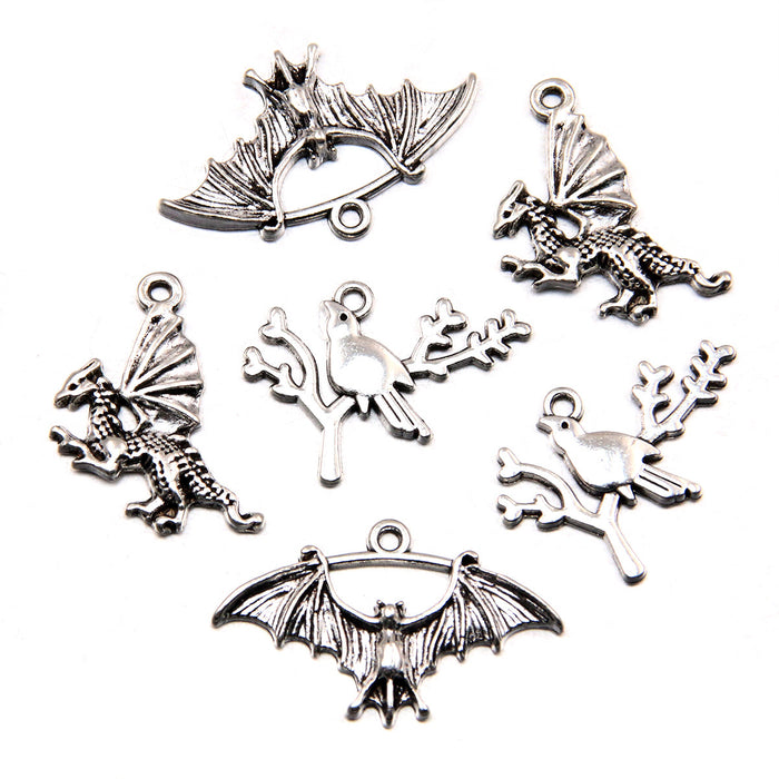 Wholesale Trendy 3 Styles Diecast Alloy Animal Pendant Charms Dinosaur Bird Bat Electroplated DIY Jewelry Making Bag Charm Car Key Accessory Gift