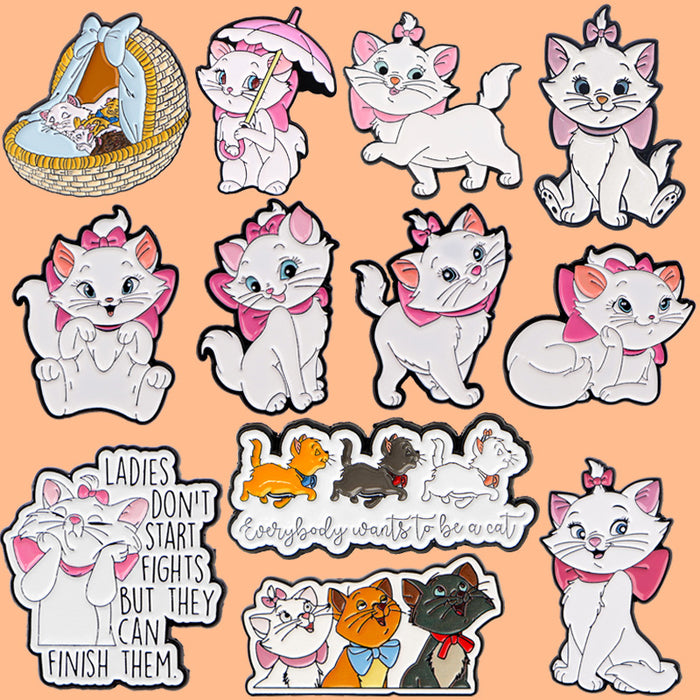 Wholesale Cartoon Bow White Cat Series Animation Anime Brooch Badge Clothing Backpack Decoration
