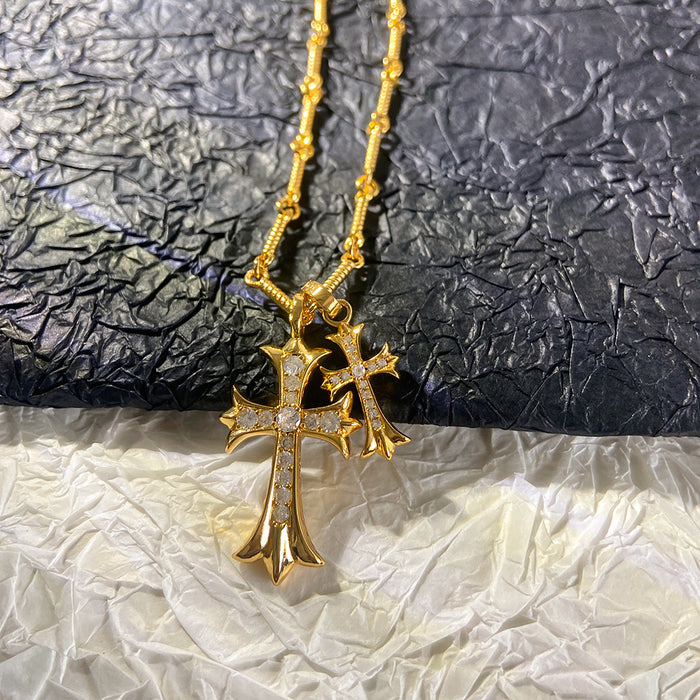 Wholesale Necklace with diamonds, cross pendant, vintage necklace accessory