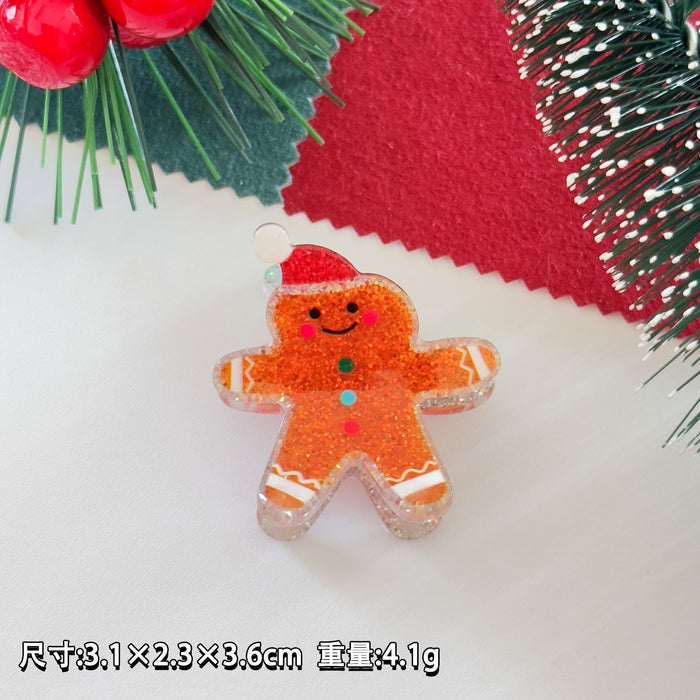 Wholesale Christmas small hairpin gingerbread man Christmas tree snowman small clip cute  hairpin holiday hair accessories