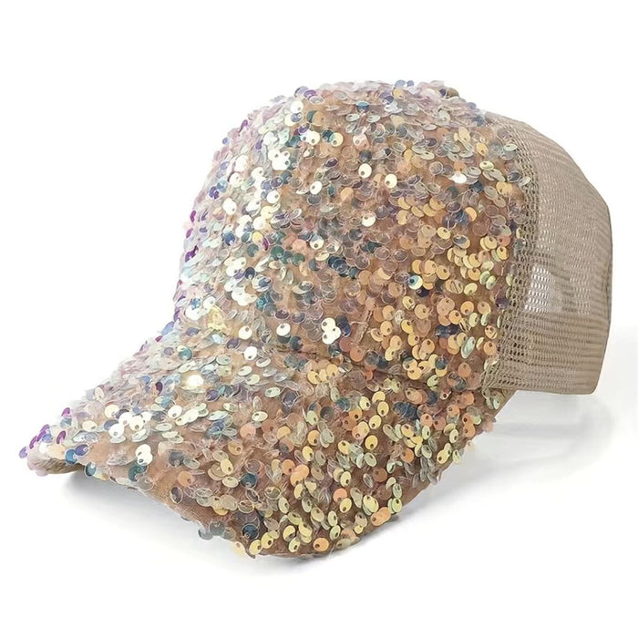 Wholesale Polyester Breathable Small Sequin Baseball Net Cap JDC-FH-XuanWei002