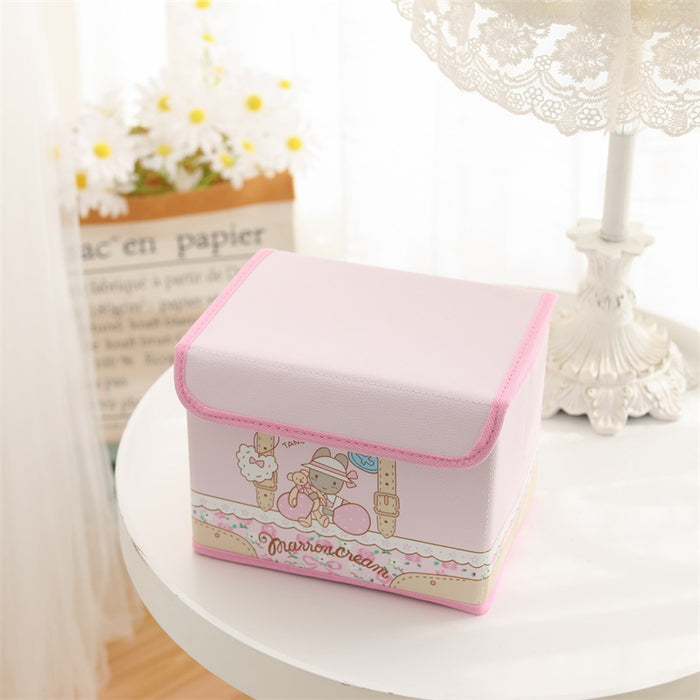 Wholesale Leather Cartoon Desktop Storage Box Foldable Flip Dustproof Cosmetic Case (S) JDC-CS-YC001