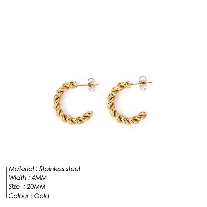 Wholesale stainless steel earrings gold-plated C-shaped twist earrings