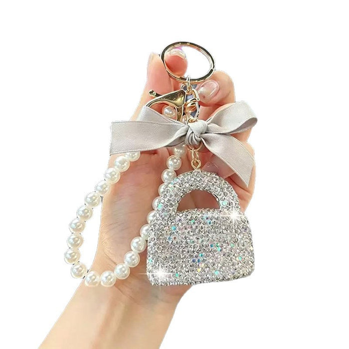 Wholesale Rhinestone Pearl Keychain Bag Charm Fashion Accessory Car Key Gift