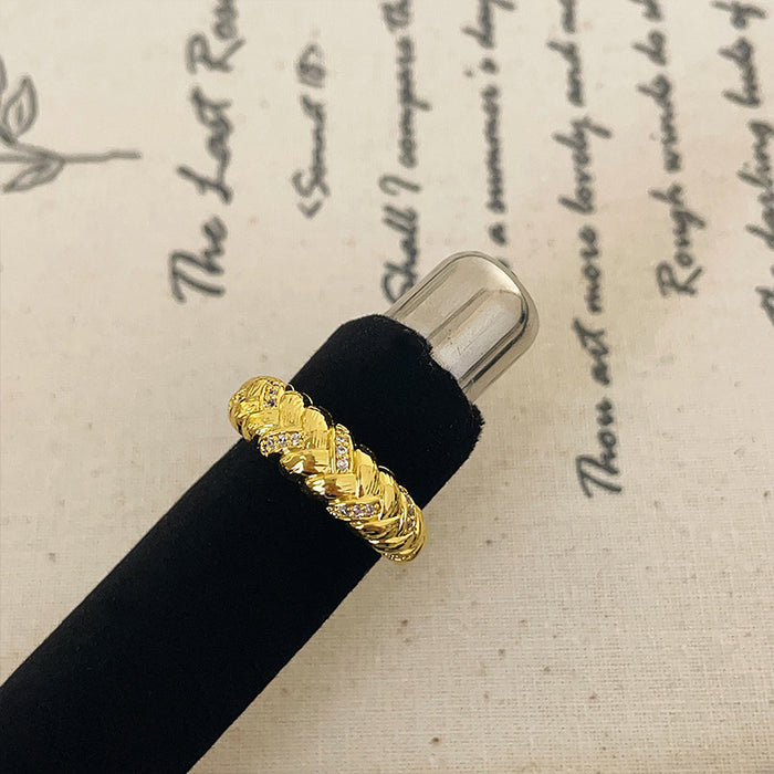 Wholesale Matte Metal and Zircon Ring