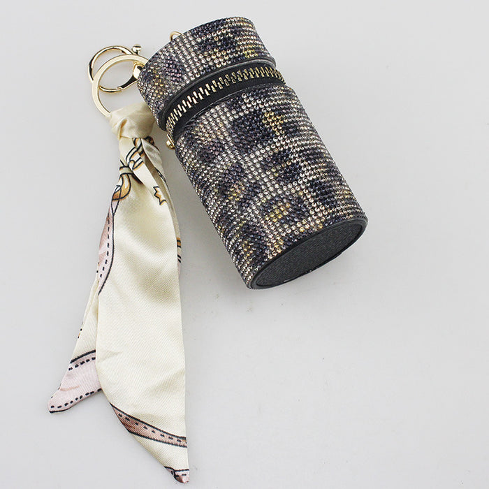 Wholesale Purple Rhinestone Lipstick Perfume Bottle Keychain Bag Charm Everyday Car Key Accessory