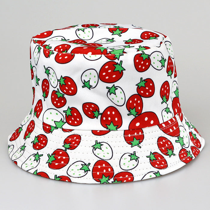 Wholesale  Tropical Fruit  Hat  Trend Double-sided Printed Basin Hat Outdoor Sun Protection Hat