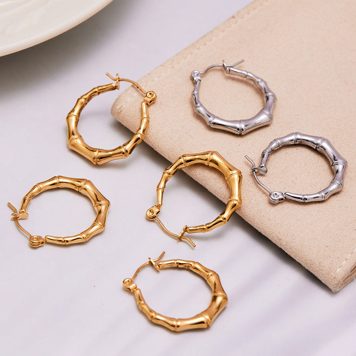 Wholesale Loop Bamboo Stainless Steel Earrings