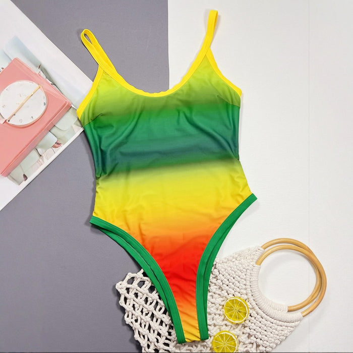 Wholesale New sexy swimsuit cross tie high waist gradient split women's bikini swimsuit