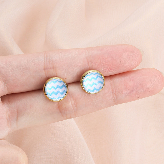 Wholesale Personalized, simple and exquisite DIY button earrings with geometric earrings