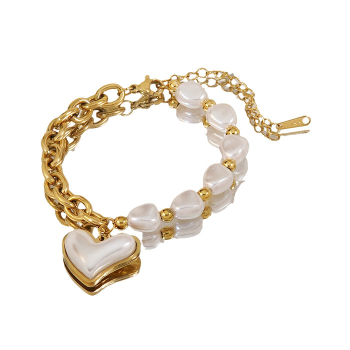 Wholesale Elegant Pearl Love Metal Plated 18K Gold Bracelet JDC-BT-JW001