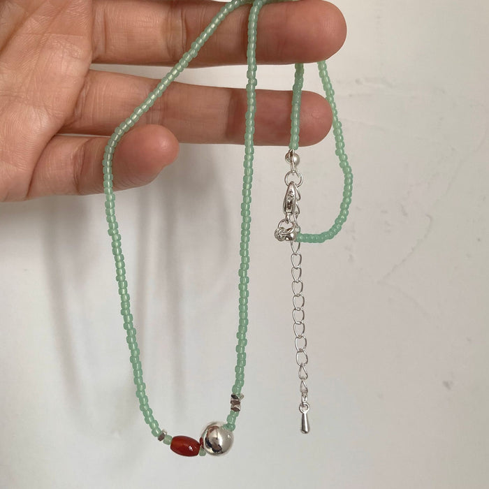 Wholesale Green Beaded Necklace Chain New Chinese Style Neck Chain Women