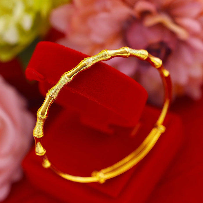 Wholesale Silver-plated bamboo bracelet, simple and comfortable lucky bamboo push-pull adjustable bracelet