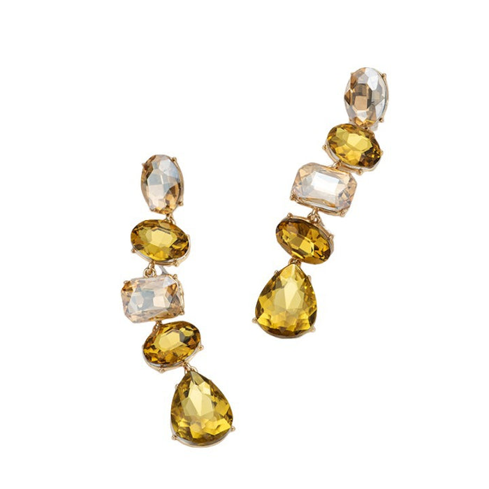 Wholesale Geometric glass diamond studded earrings