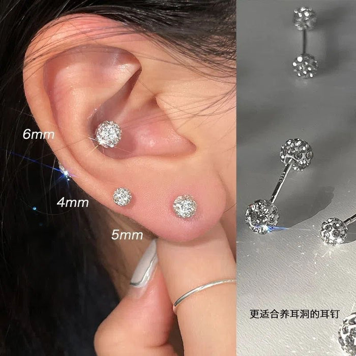 Wholesale Double-headed spiral diamond ball earrings