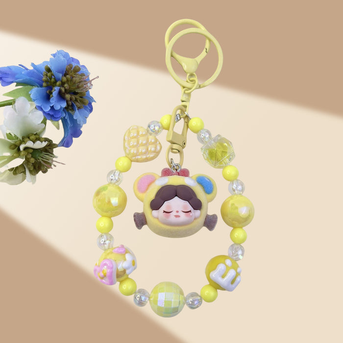 Wholesale Flocked Wizard Beaded Keychain