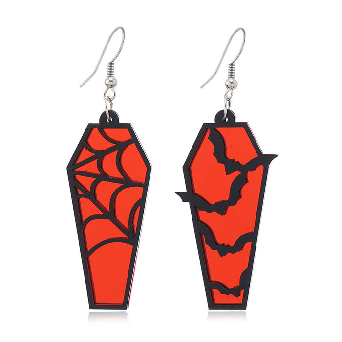 Wholesale Retro  Earrings  Pumpkin Witch Acrylic Earrings Personalized Coffin Cut Out