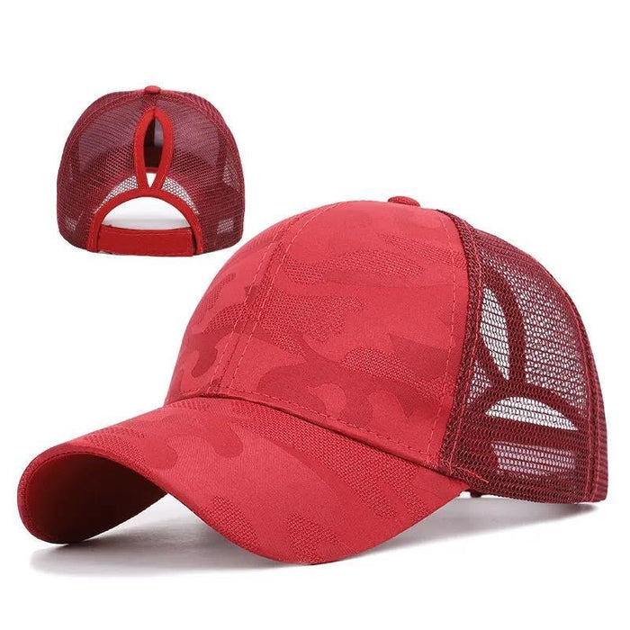 Wholesale Open ponytail camouflage pattern cap Women's Outdoor running fitness  baseball cap breathable sunshade cap