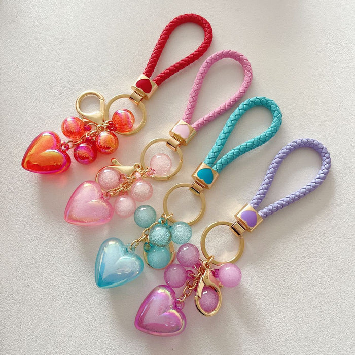 Wholesale Cute Acrylic Resin Beaded Love Fur Ball Keychain JDC-KC-ZhanLun008