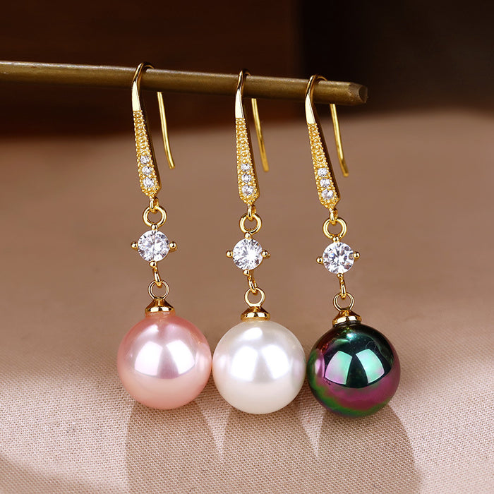 Wholesale Pearl zircon earrings with fashionable and versatile style, earrings and hooks