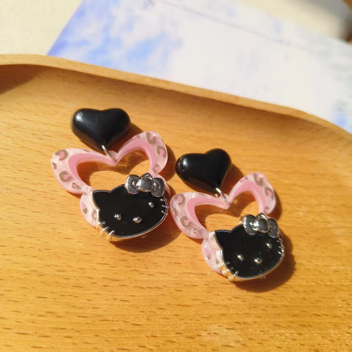 Wholesale Cartoonish  fun sweet pink butterfly cat earrings