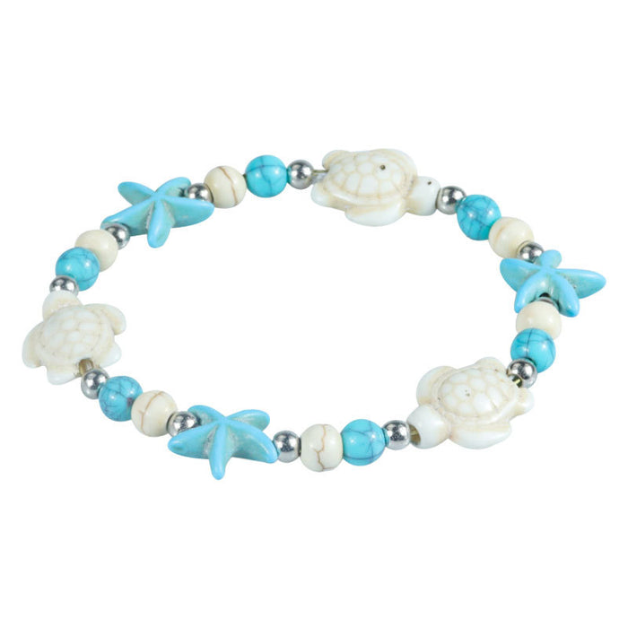 Wholesale summer starfish shell turquoise turtle ocean bracelet