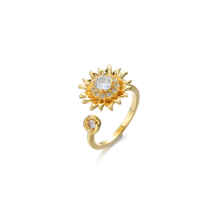 Wholesale Necklace Flower Sunflower Love Necklace Heart shaped Sunflower Rotating Micro inlaid Zirconium Clavicle Chain